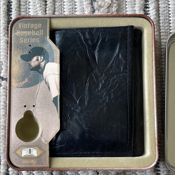 Amity Black Leather Wallet - Vintage Baseball Series - Picture 1 of 3